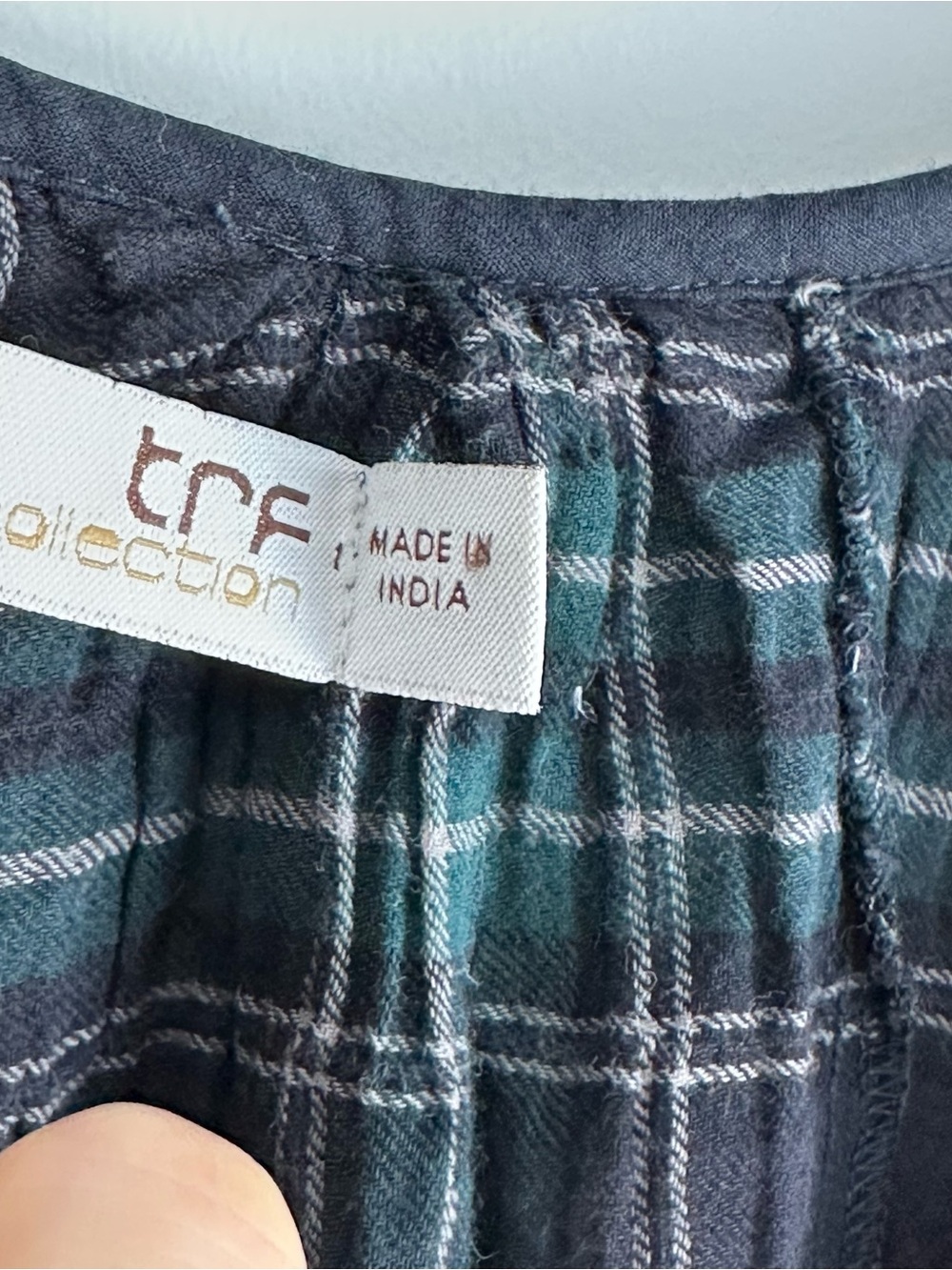 Y2K Zara Navy and Green Plaid Peasant Tunic with Braided Tie S - Picture 4 of 10